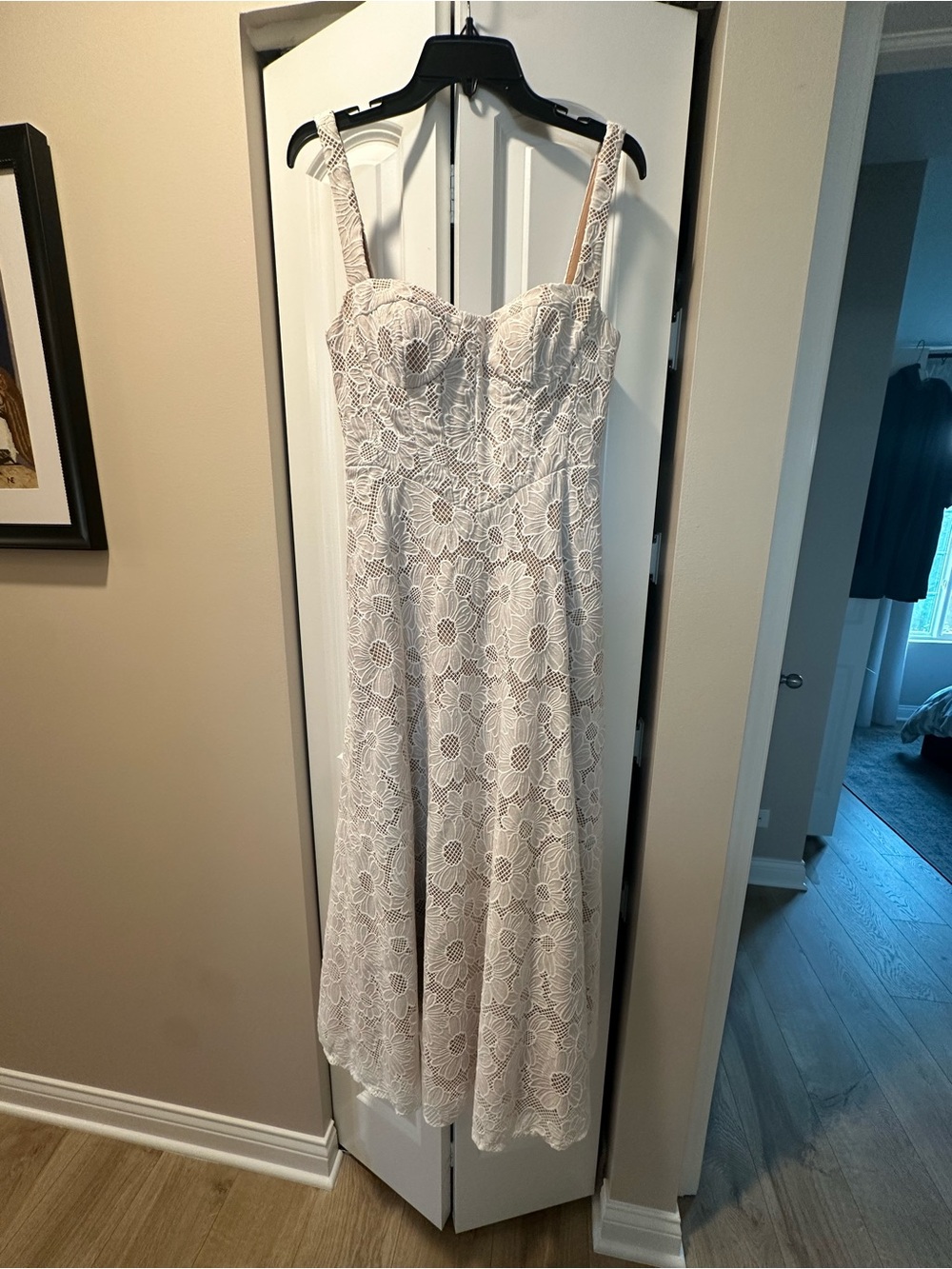 Azazie White Lace Maxi Dress with Sweetheart Bodice